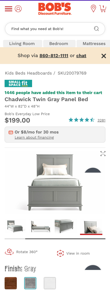Bob's Discount Furniture Chadwick Twin white Panel Bed