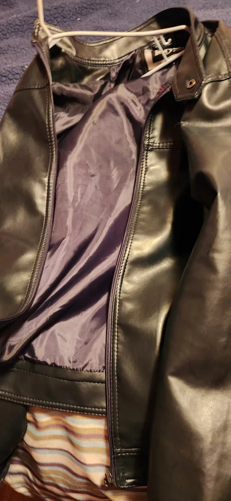 NEW RDZ Italia Black Faux Leather Jacket - Size L thumbnail