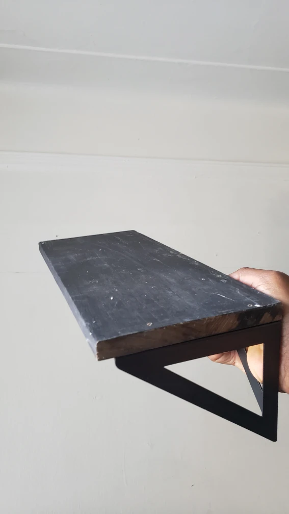 Free | Black Wood Shelf with Metal Brackets - photo 2