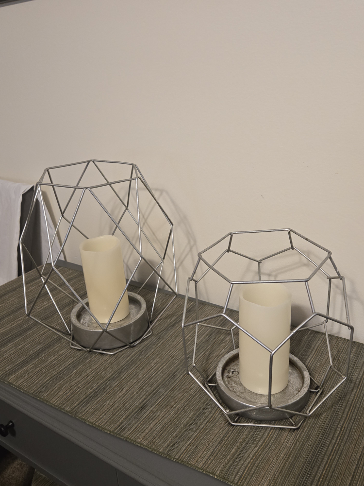 Geometric Metal Candle Holders (Set of 2)