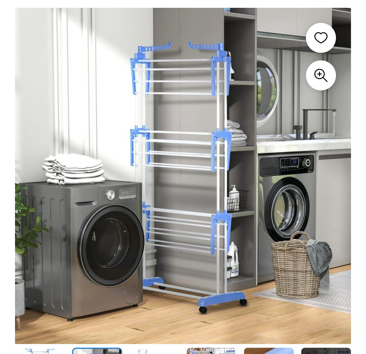 Clothes Drying Rack - Blue & White