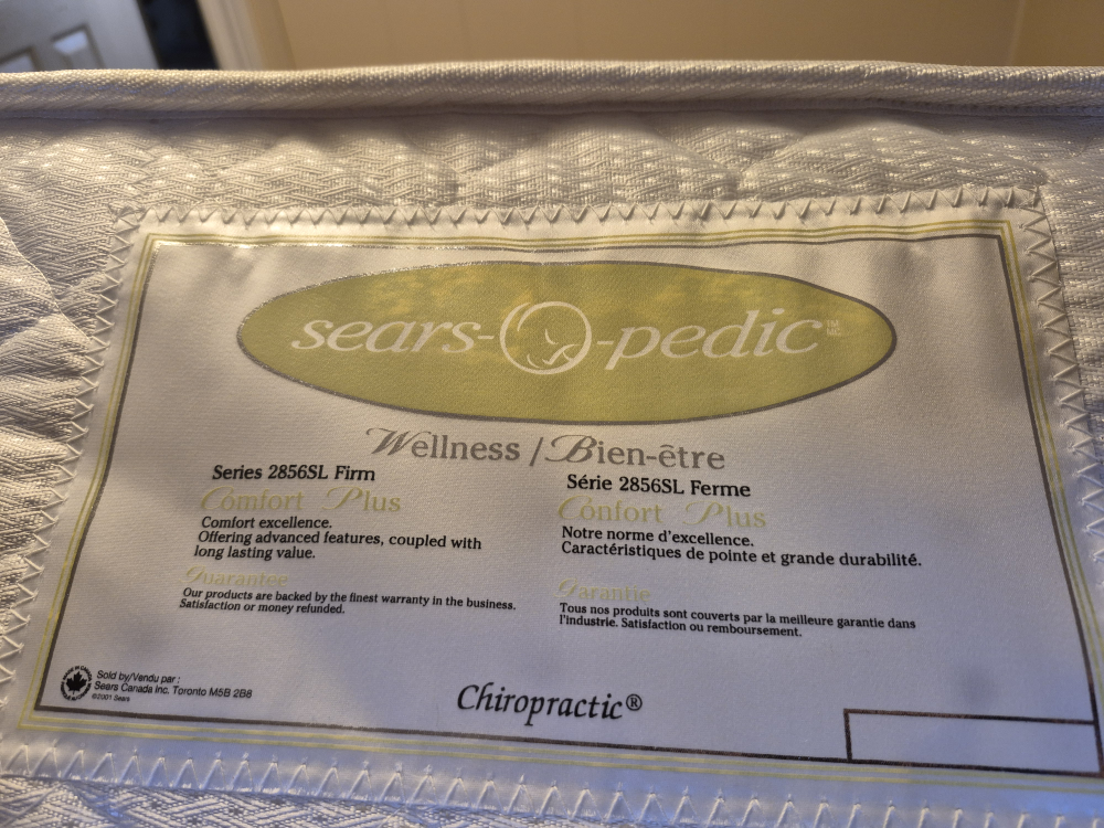 Sears-O-Pedic Wellness Series 2856SL Firm Mattress