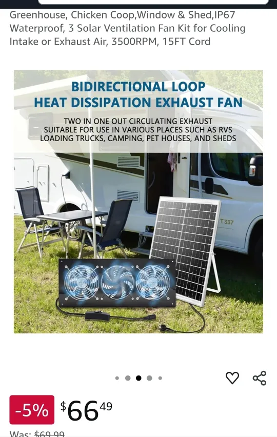 Solar Ventilation Fan Kit for Greenhouse, Shed, RV thumbnail