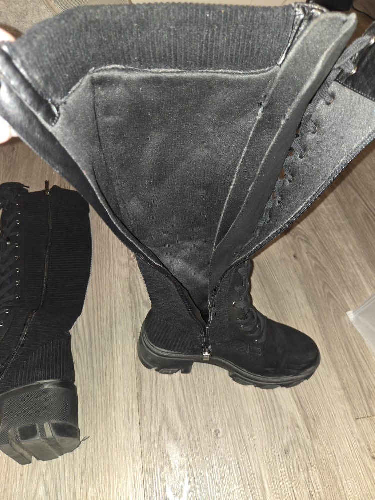 Black Knee High Lace Up Boots - photo 5