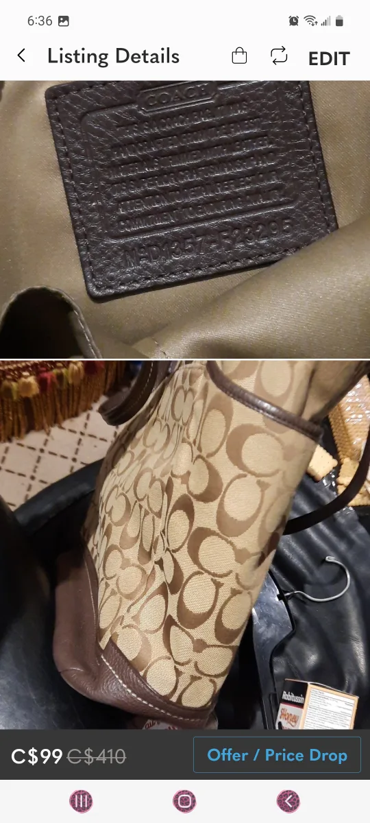 Coach Signature Brown XL Tote Bag image indicator(9)
