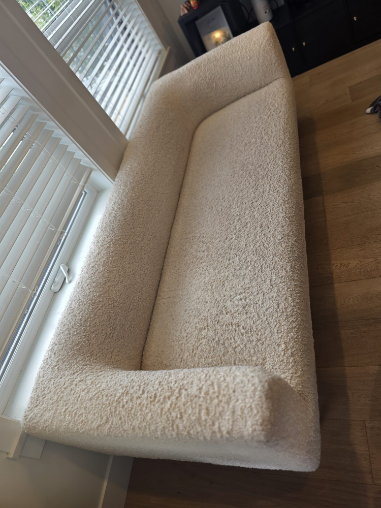Boucle Fabric Sofa - Cream/Off-White - photo 2
