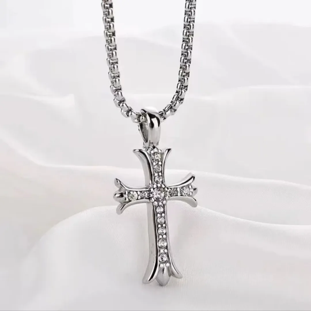Silver Cross Pendant Necklaces only $8 for 2 thumbnail