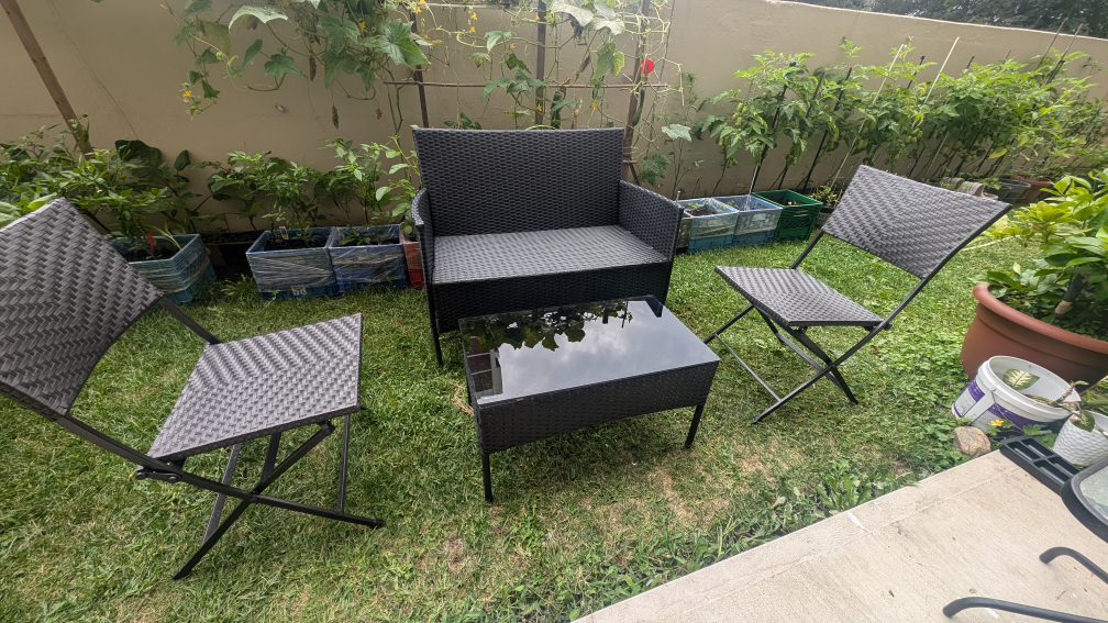 Outdoor Wicker Patio Set - Loveseat, Table, 2 Chairs