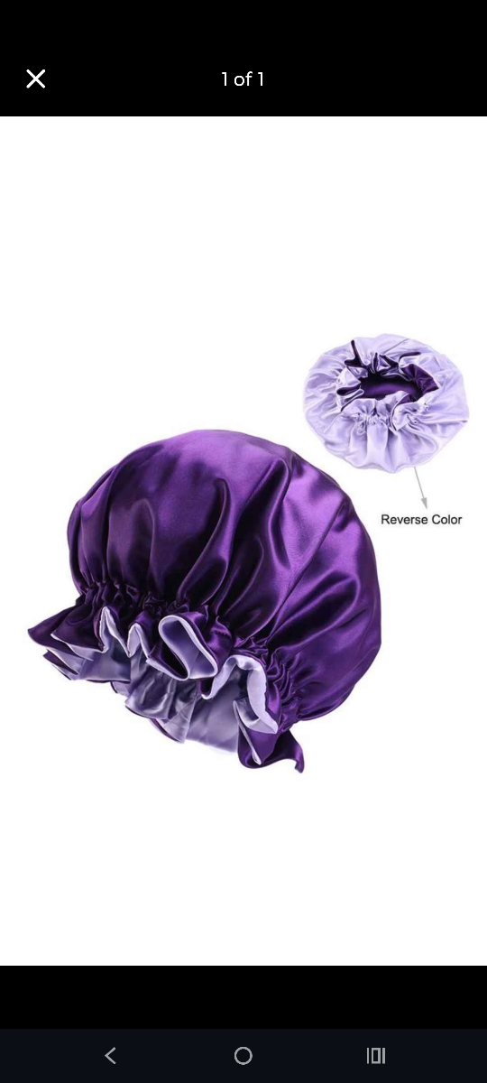 Purple Satin Reversible Hair Bonnet