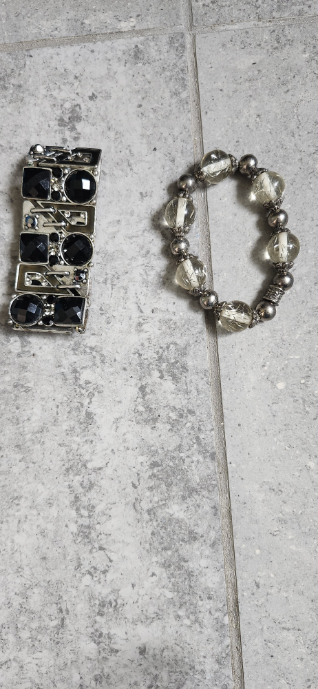 Black & Silver Tone Stretch Bracelet