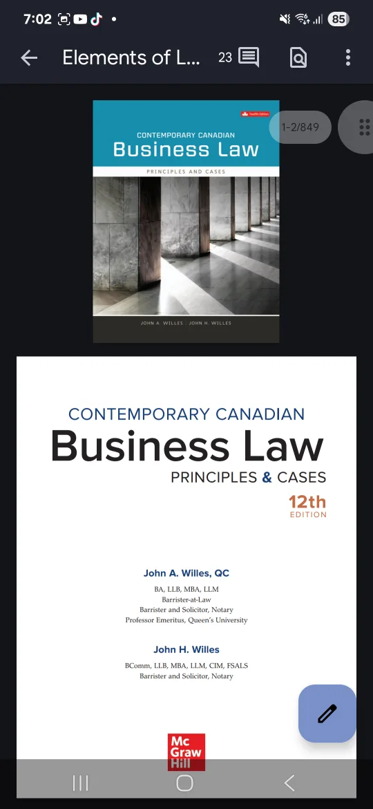 PDF - Canadian Business Law - 12th Edition (ADMS2610 - YorkU) thumbnail