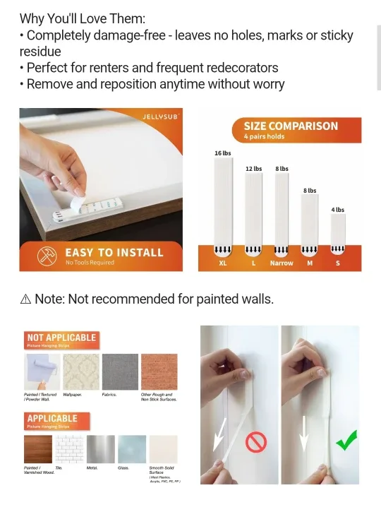 Extra- Large Picture Hanging Strips ( 32 pairs) image indicator(2)