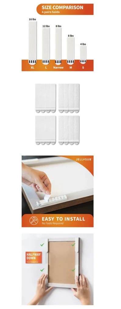 Extra- Large Picture Hanging Strips ( 32 pairs) image indicator(3)