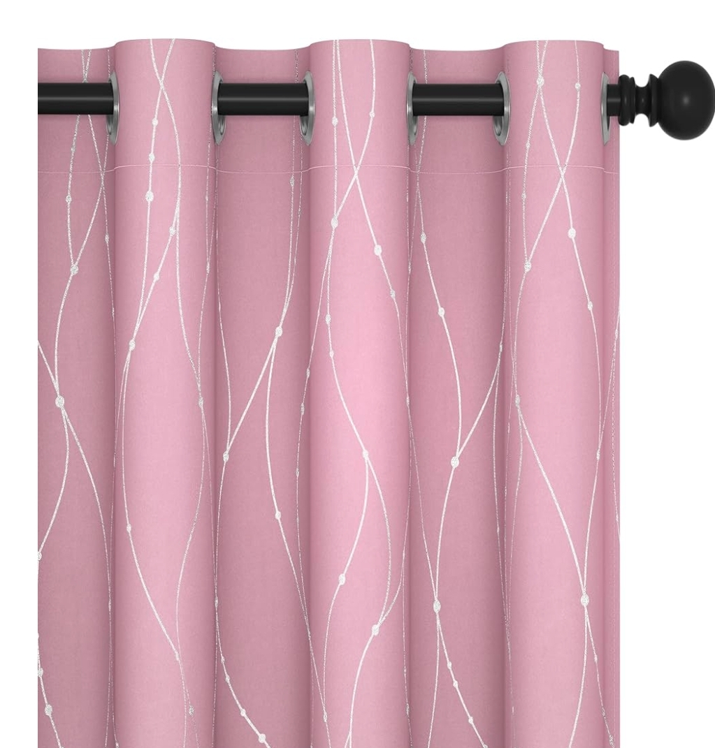 Pink Curtain with Silver Design