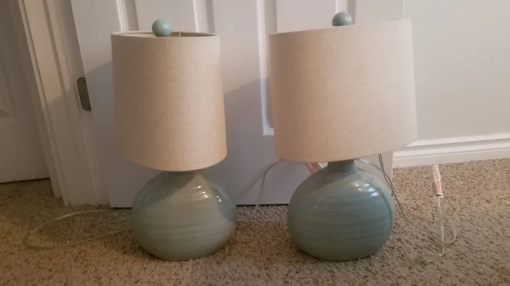 Pair of Table Lamps - Light green Base. 18 inches tall image indicator(5)