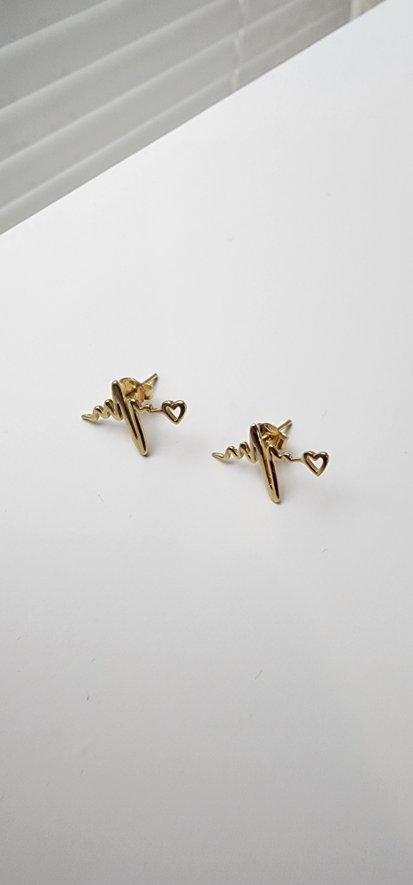 Gold Heartbeat Earrings