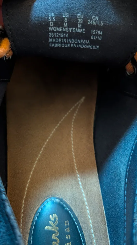 CLARKS Janey Mae Navy Suede Shoes - Sized WOMENS 8 EU 39 image indicator(7)