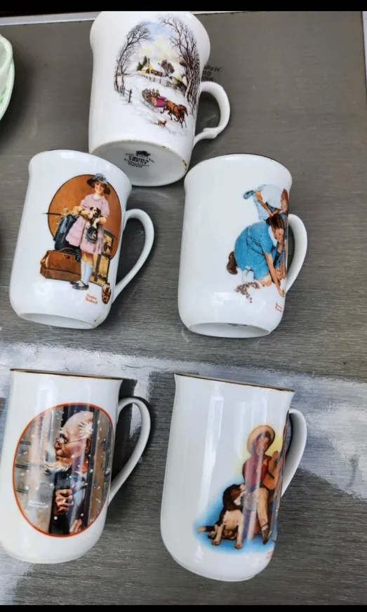 Set of 5 Norman Rockwell Mugs by The Haver