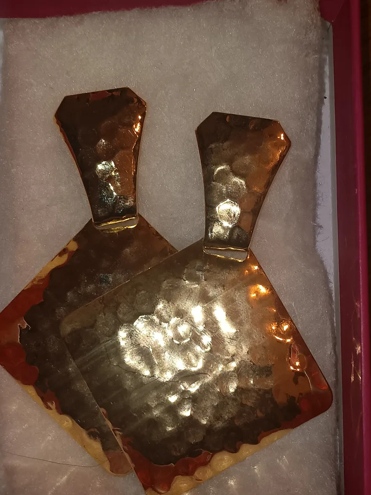 Gold Tone Hammered Square Clip-on Earrings thumbnail
