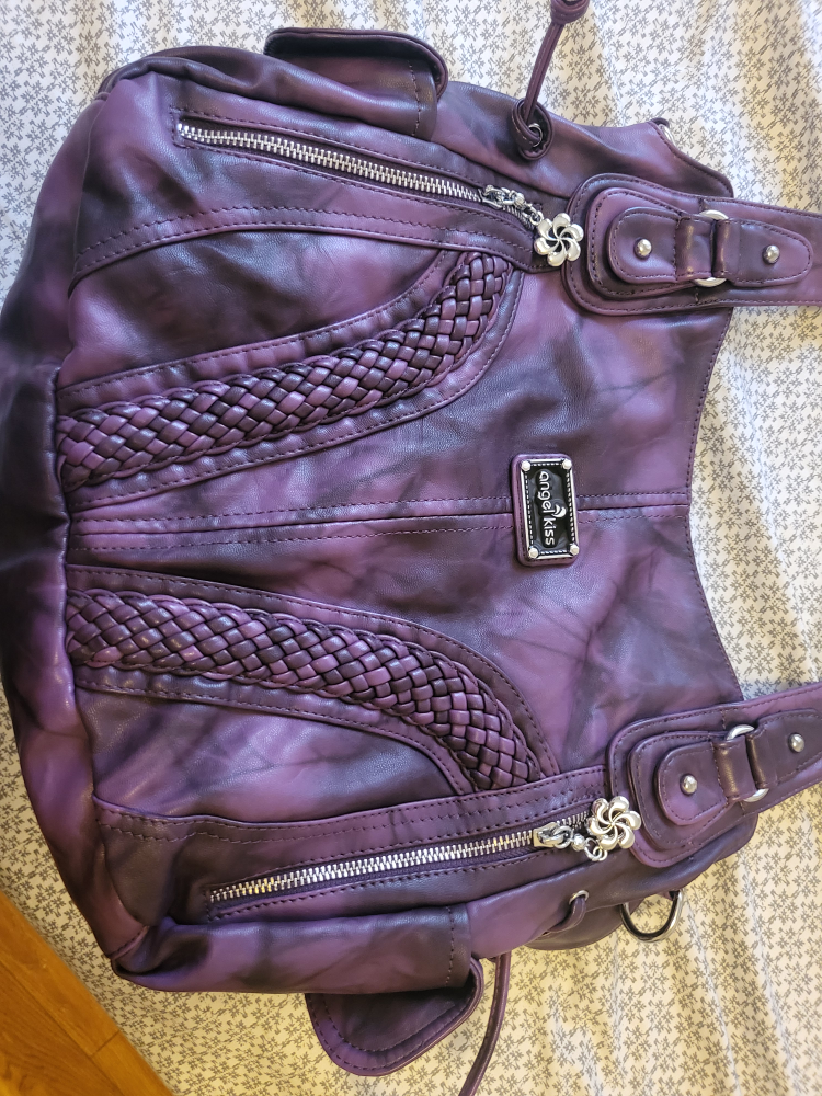 Angel Kiss Purple Leather Shoulder Bag