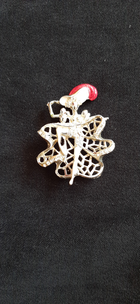 Vintage Mardi Gras Can-Can Dancing Girl Brooch