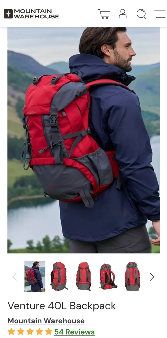 Mountain Warehouse Venture 40L Backpack - Red/Grey image indicator(3)