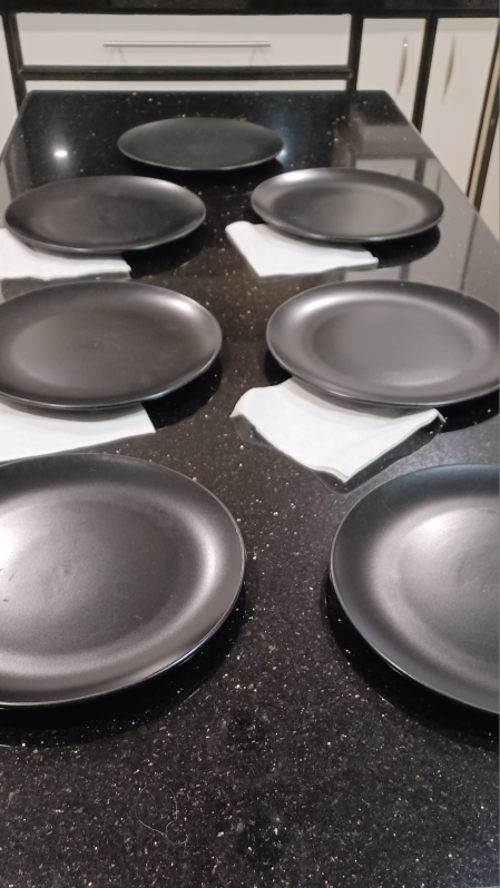 IKEA Matte Black Plates - Set of 7