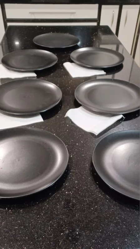 IKEA Matte Black Plates - Set of 7 thumbnail
