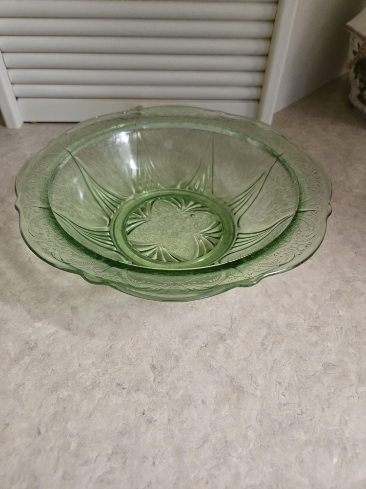 Vintage Green Depression Glass Bowl