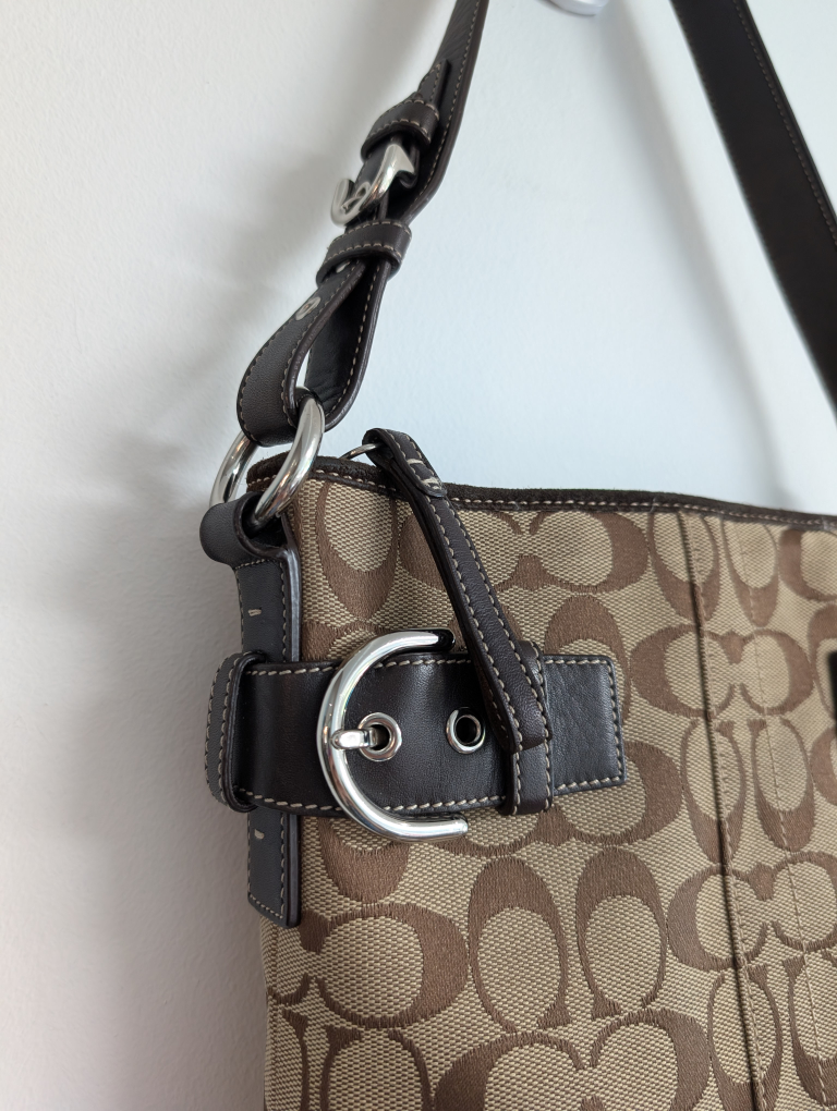 Coach Signature Canvas & Leather Hobo shoulder Bag - photo 3