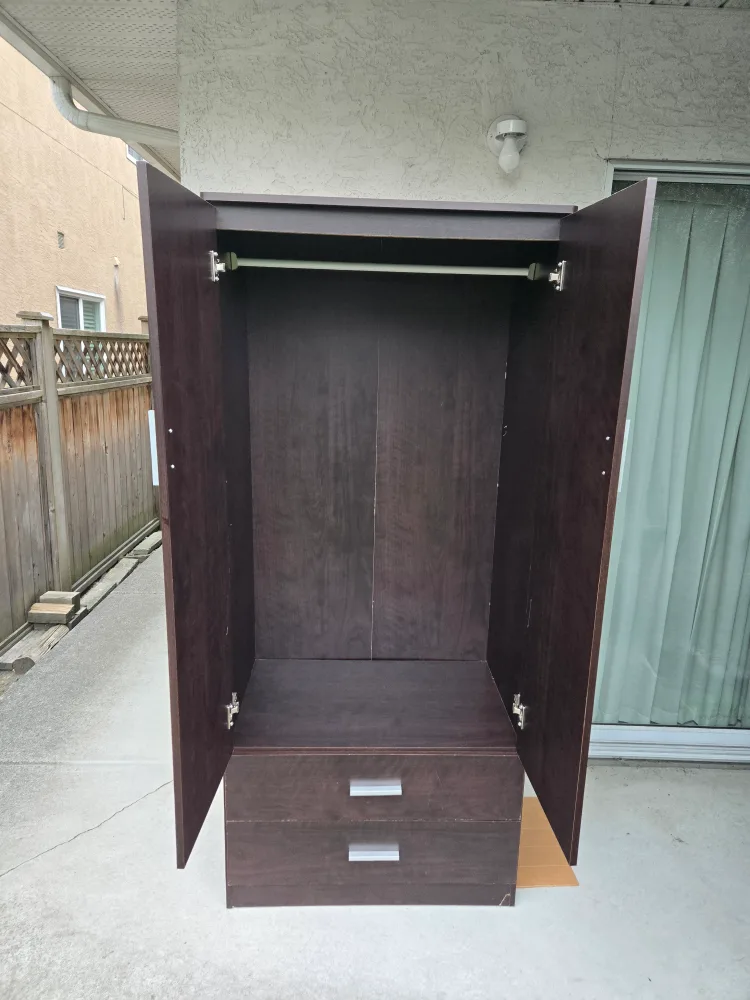 Dark Brown Wooden Wardrobe with Drawers image indicator(2)