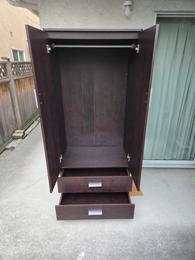 Dark Brown Wooden Wardrobe with Drawers image indicator(3)