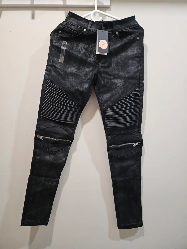 Vivid Options Black Biker Jeans - Size 30 thumbnail