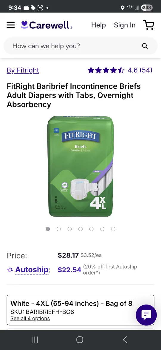 FitRight Baribrief  Briefs 4XL (pack of 4 sets) thumbnail