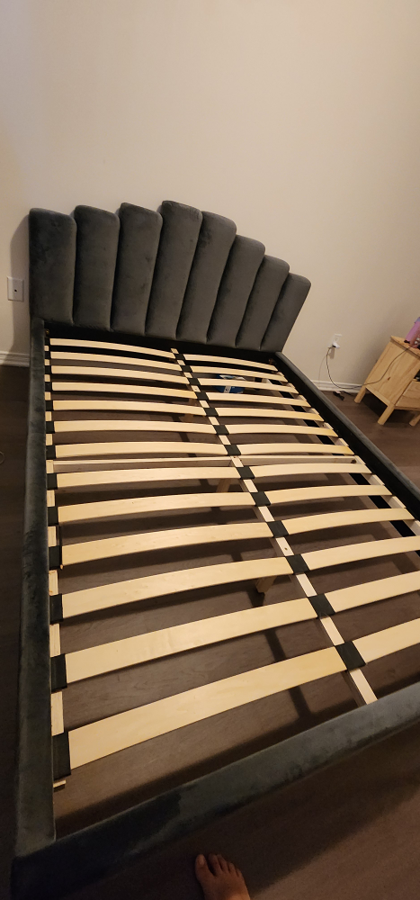Upholstered Bed Frame - Grey - photo 2