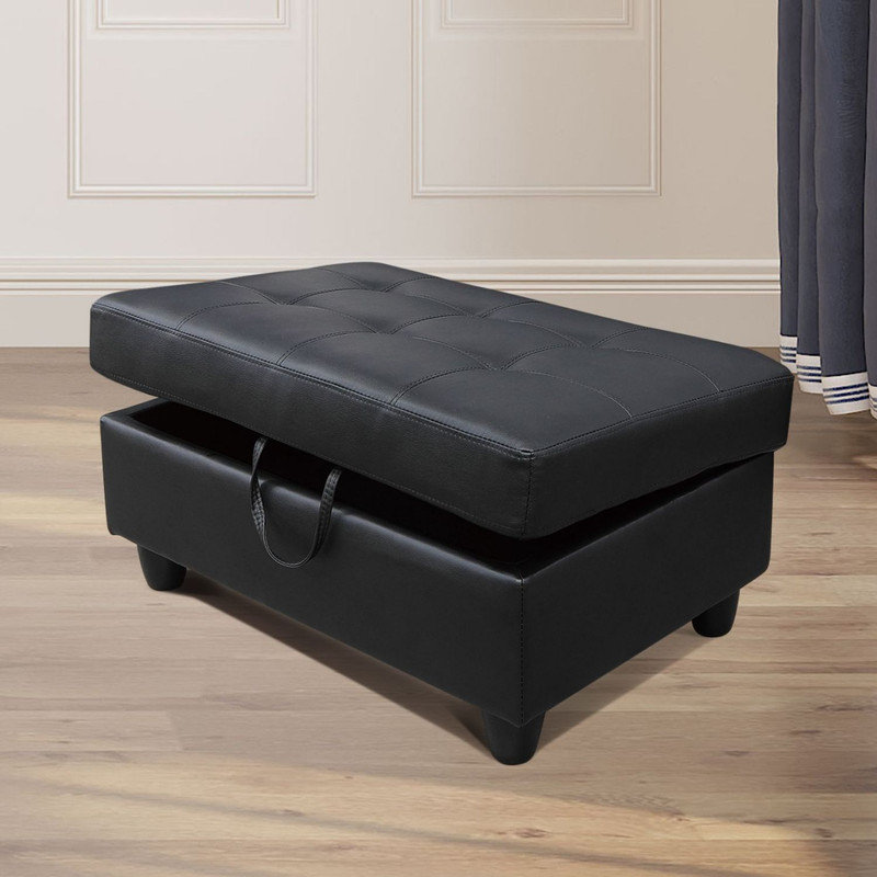 Black Storage Ottoman, 35" x 23.5" - photo 2