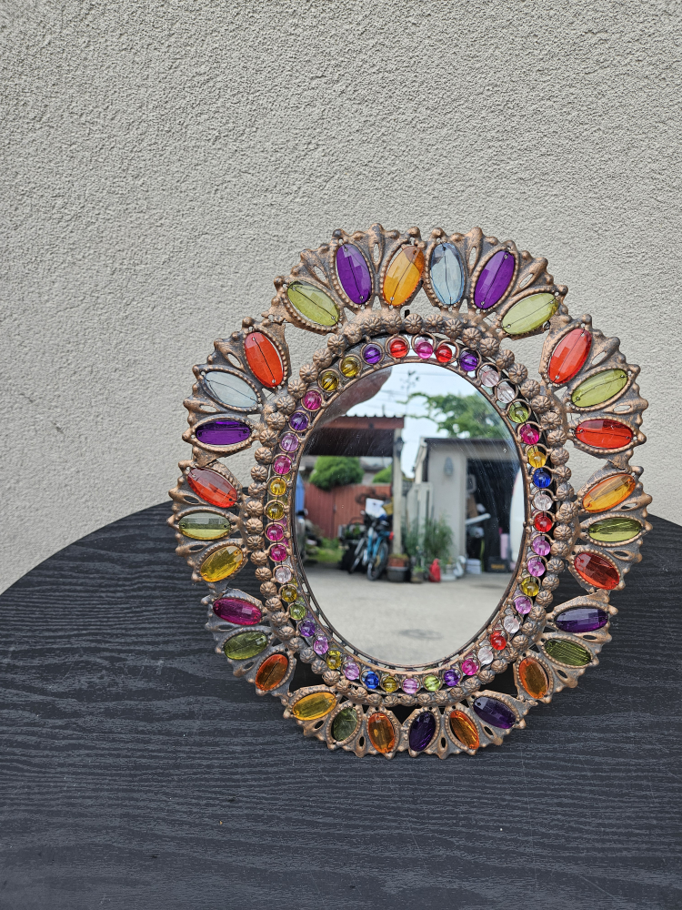 Pier 1 Boho  Beaded Beads Metal Frame Easel Stand Mirror