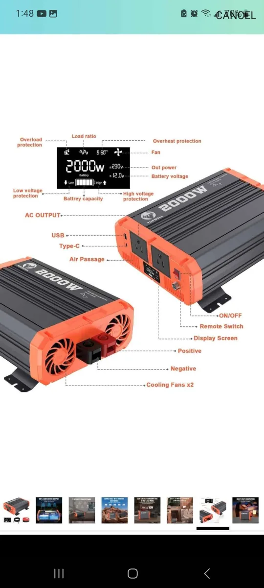 Topbull 2000W Pure Sine Wave Power Inverter - New image indicator(8)