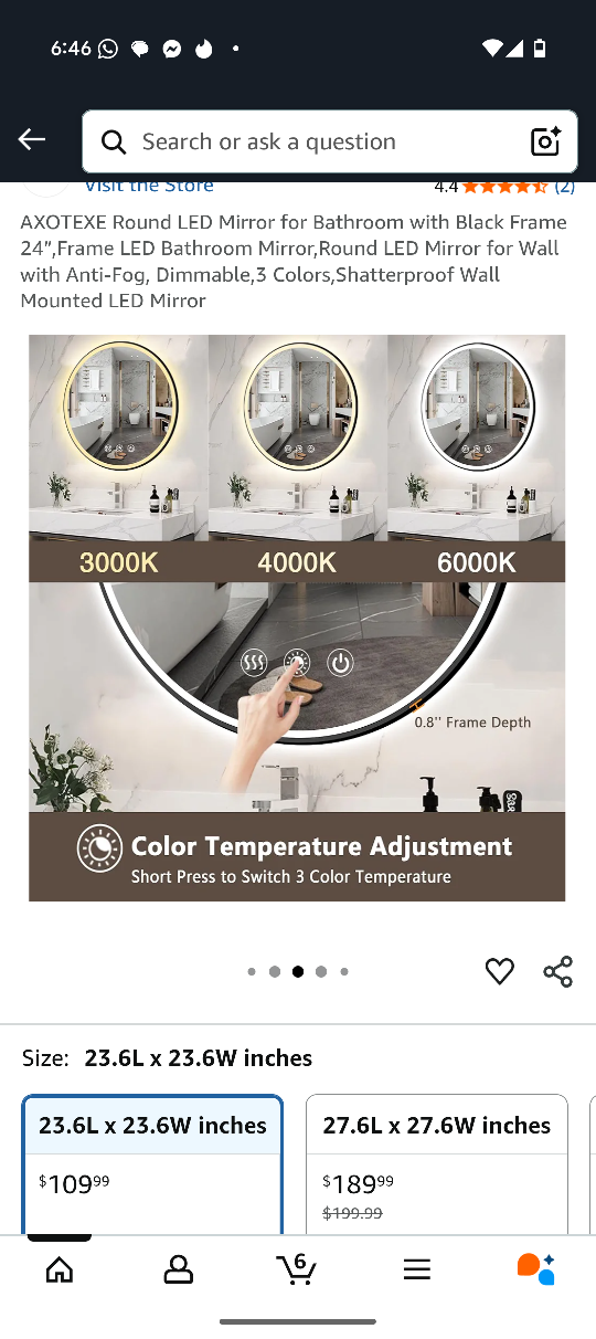 AXOTEXE Round LED Bathroom Mirror 23.6" - NEW! - photo 5