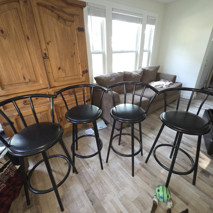 Set of 4 Black Swivel Bar Stools