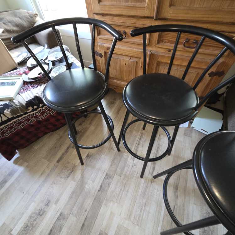 Set of 4 Black Swivel Bar Stools - photo 3