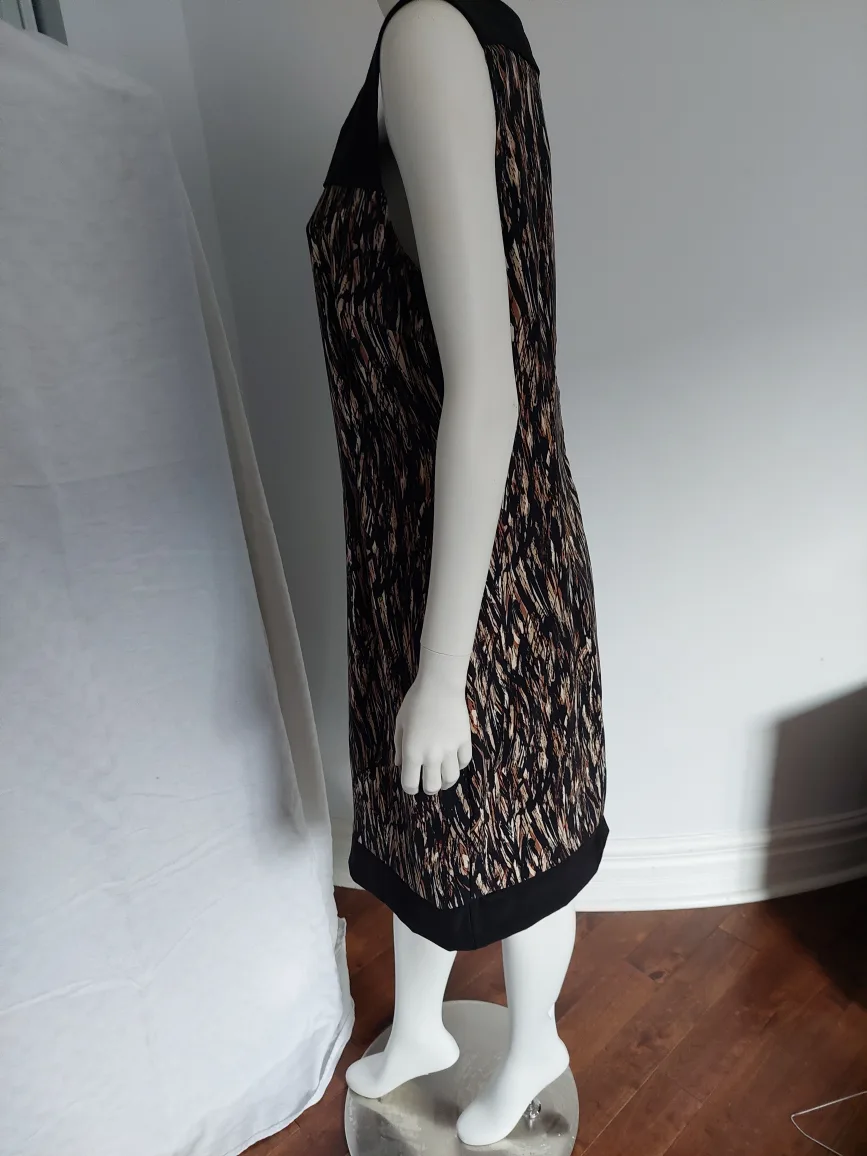 Sleeveless Dress - Black & Brown Pattern Size 12 thumbnail