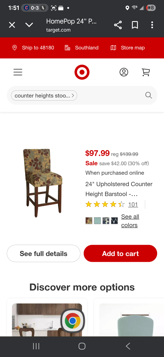 HomePop 24" Upholstered Counter Height Barstool