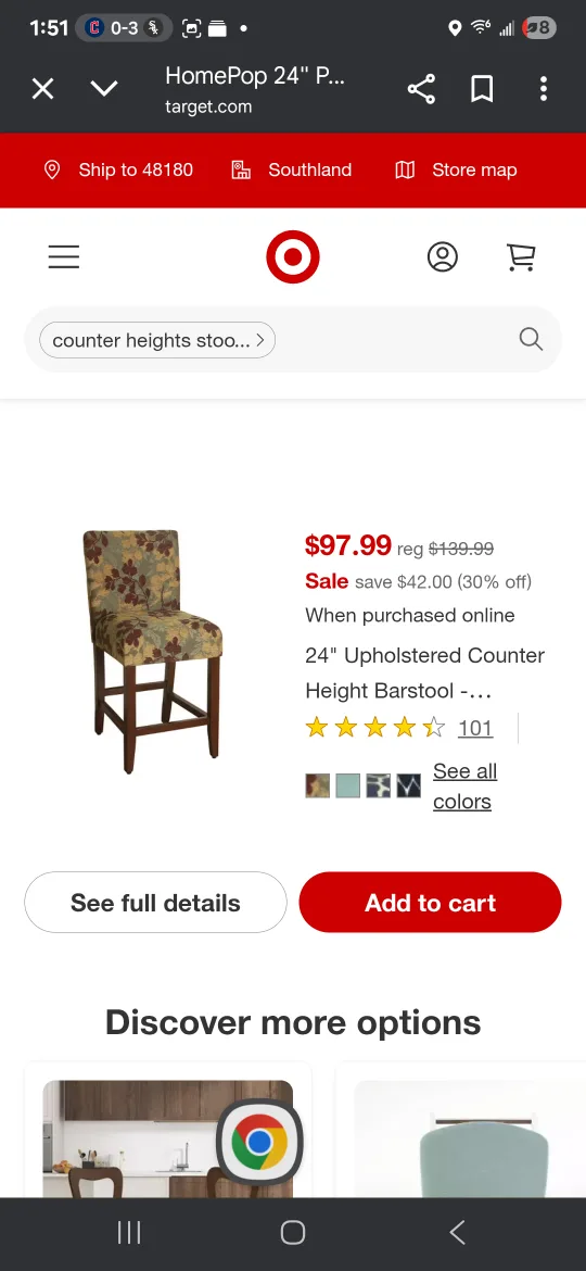 HomePop 24" Upholstered Counter Height Barstool thumbnail