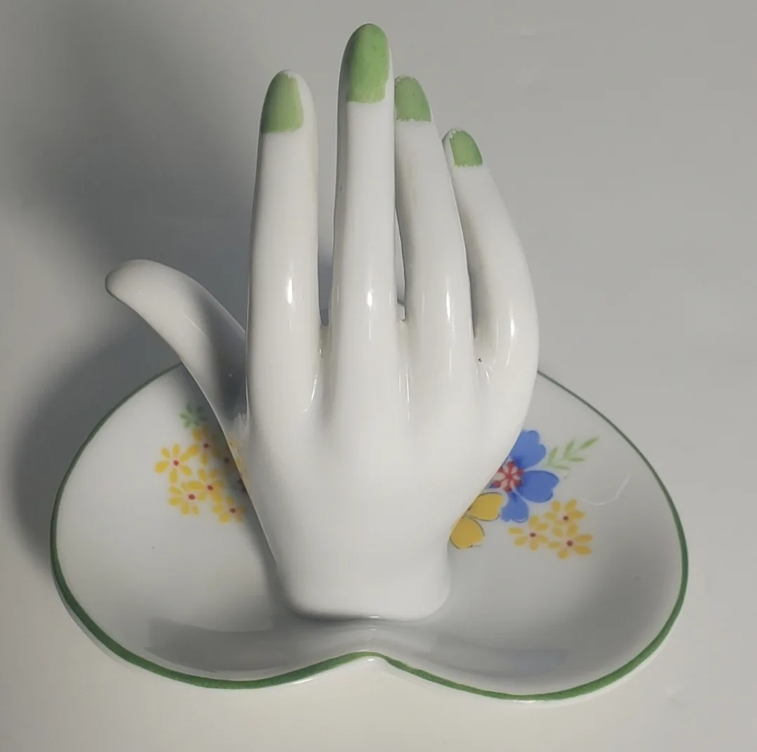 Vintage Porcelain Hand Figurine and Trinket Dish image indicator(9)