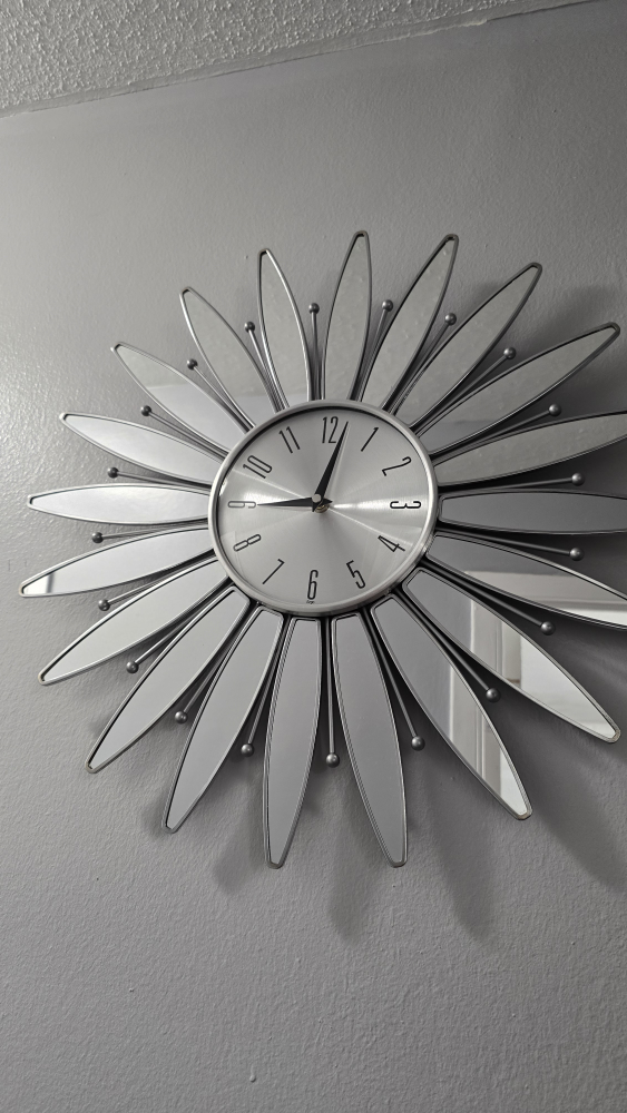 Silver Sunburst Wall Clock