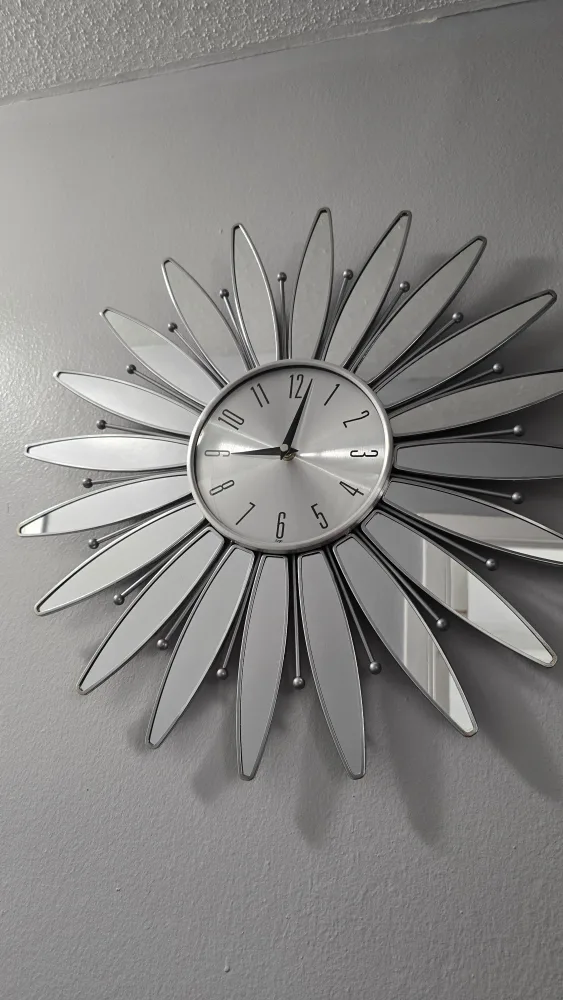 Silver Sunburst Wall Clock thumbnail