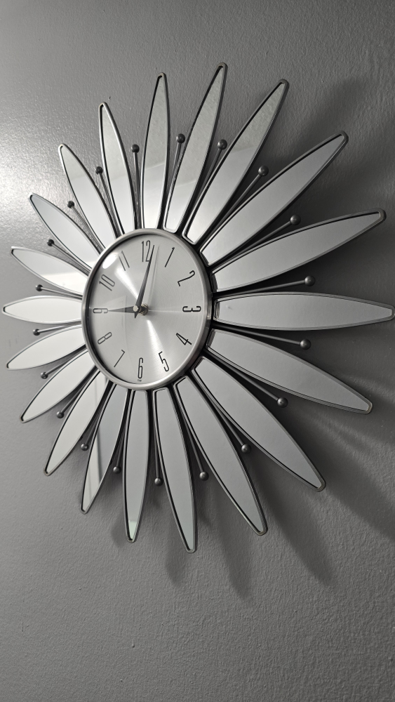 Silver Sunburst Wall Clock - photo 4