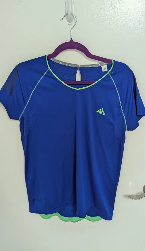 Adidas ClimaLite Blue Running Top - Size Women's Large thumbnail