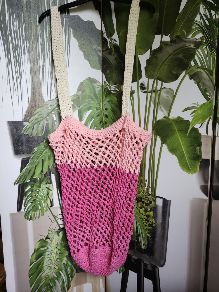 Handmade Crochet Pink Ombre Market Bag